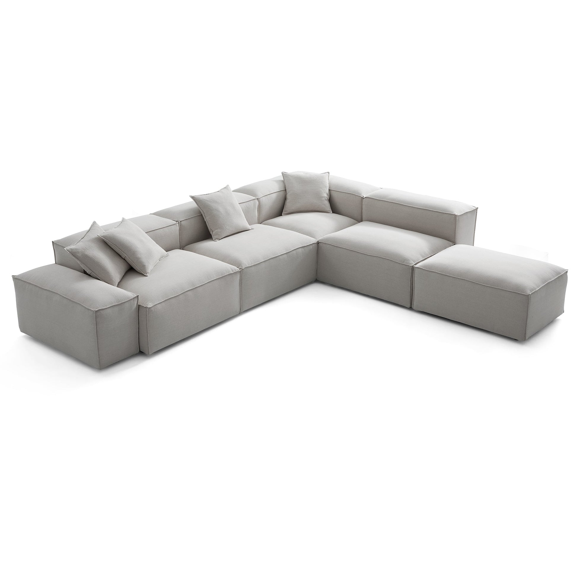 Freedom Modular Gray L Shaped Sectional and Ottoman-Gray-143.7"-Low