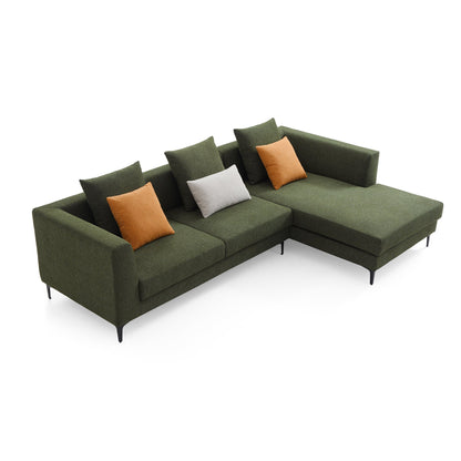 Jungle L Shaped Green Fabric Sectional Sofa With Chaise-Green-113.8"-Facing Right