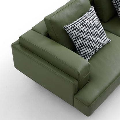 Olivia Green Top Grain Genuine Leather Sofa Set-Green