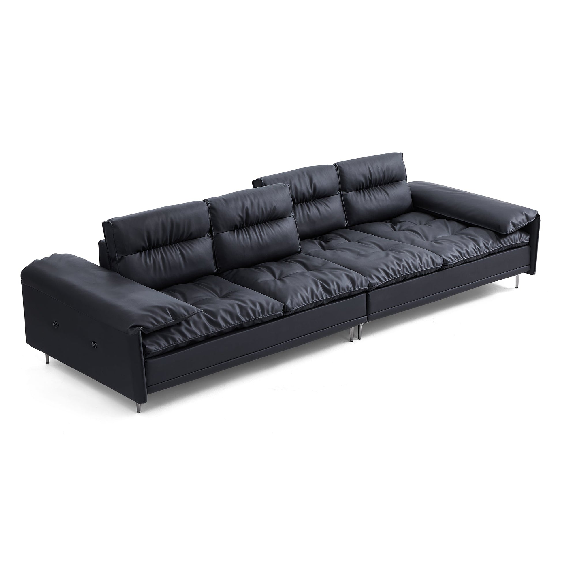 Lewis Black Leather Sailboat Sofa-Black