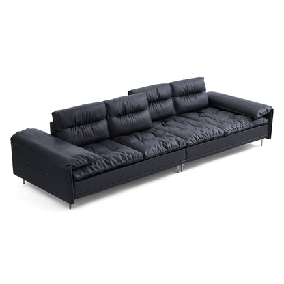 Lewis Black Leather Sailboat Sofa-Black