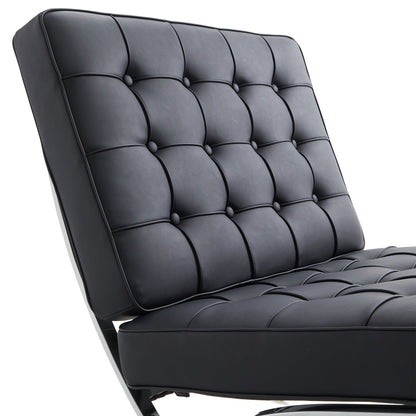 Barcelona Leather Lounge Chair-Black