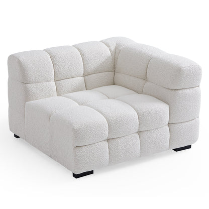 Cushy Cream Boucle Fabric Tufted Sofa-White