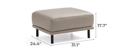 Noble Beige Leather Sofa and Ottoman