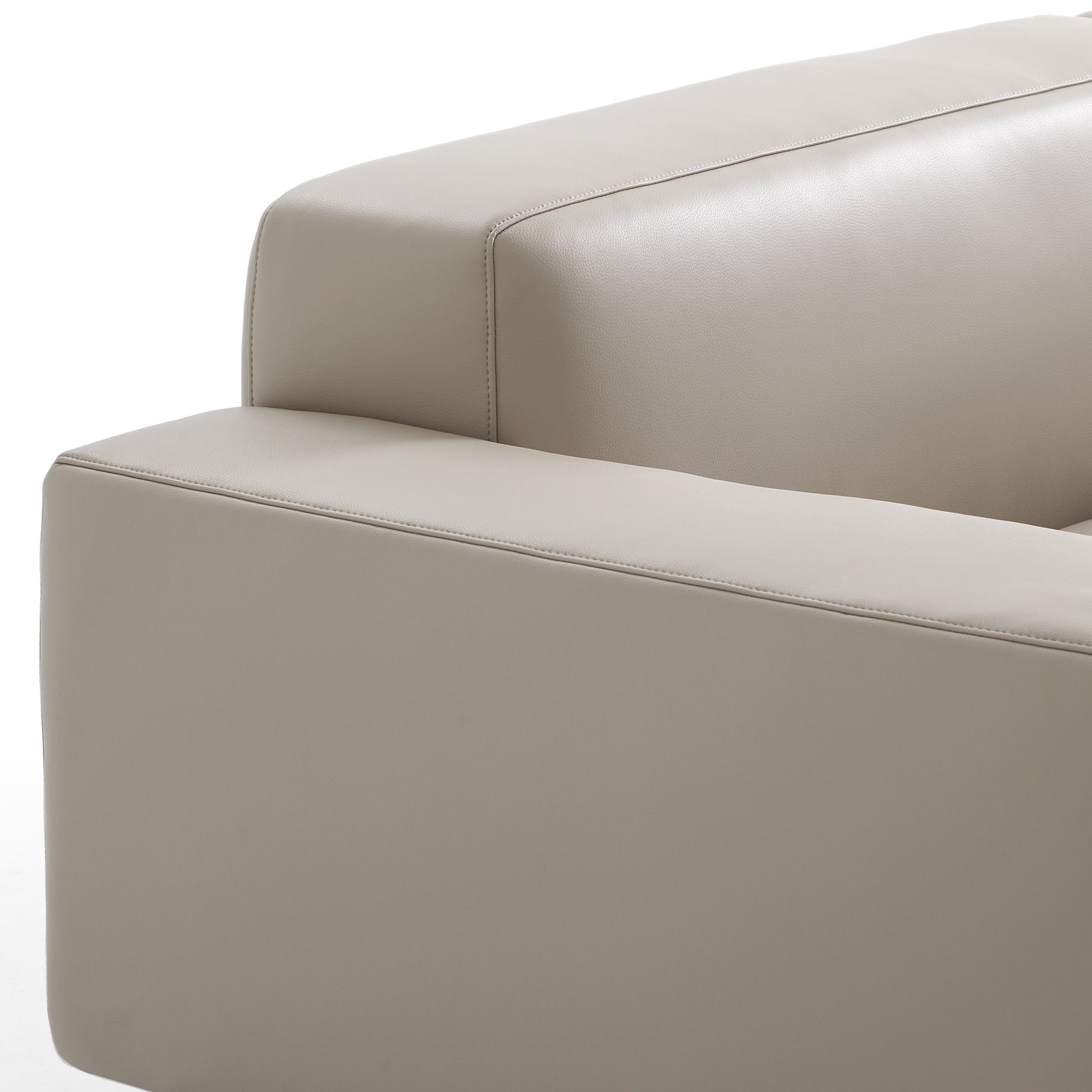 Noble Dark Gray Leather Armchair-Beige