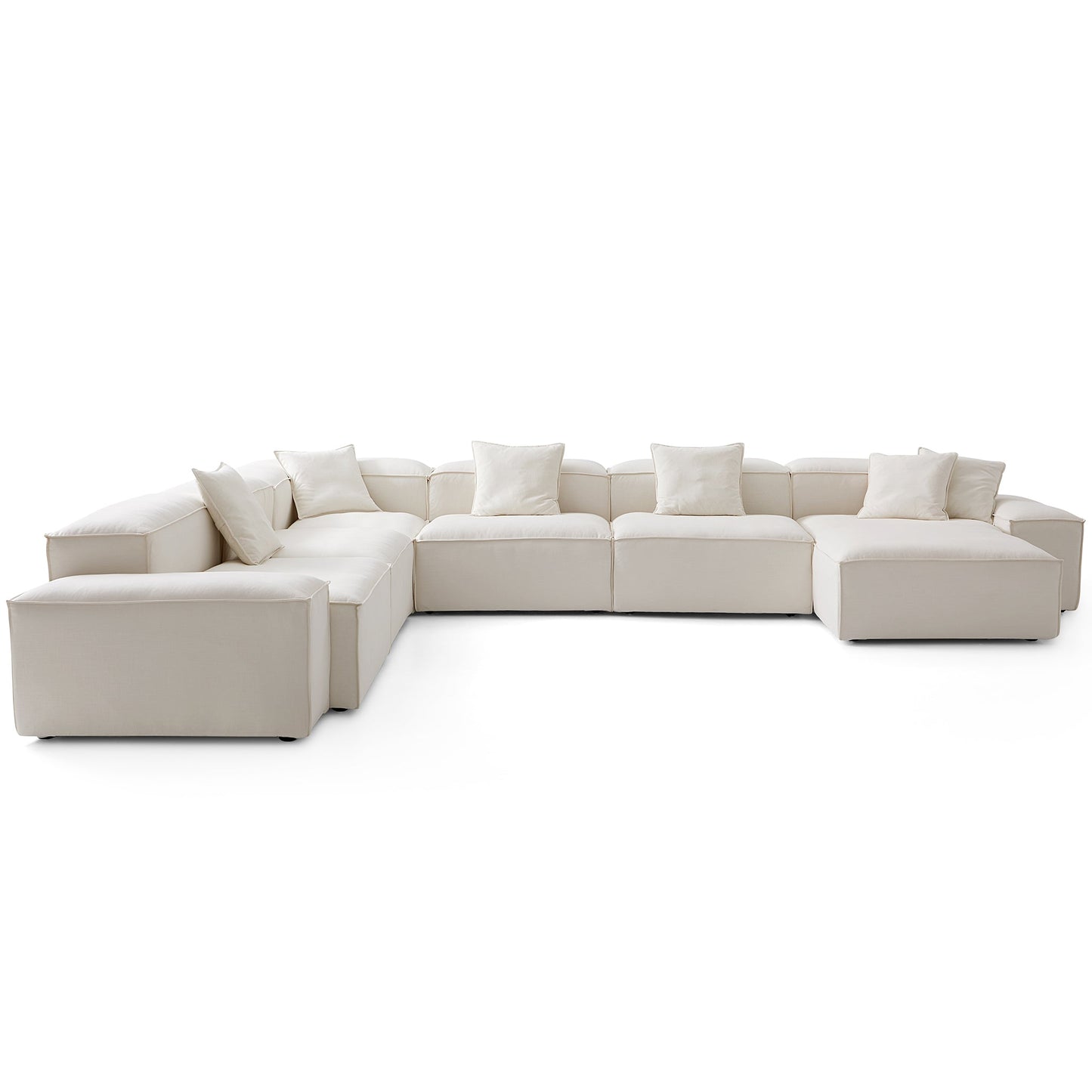 Freedom Modular Beige U Shaped Sectional Sofa-Beige-177.2"-Low