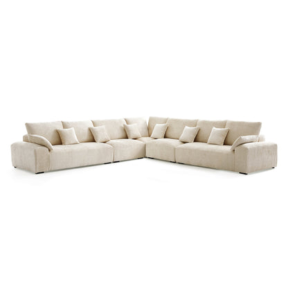 The Empress Beige Corner Sectional Sofa-Beige-144.9"
