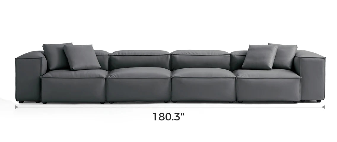 Cube Modular Dark Gray Genuine Leather Sofa
