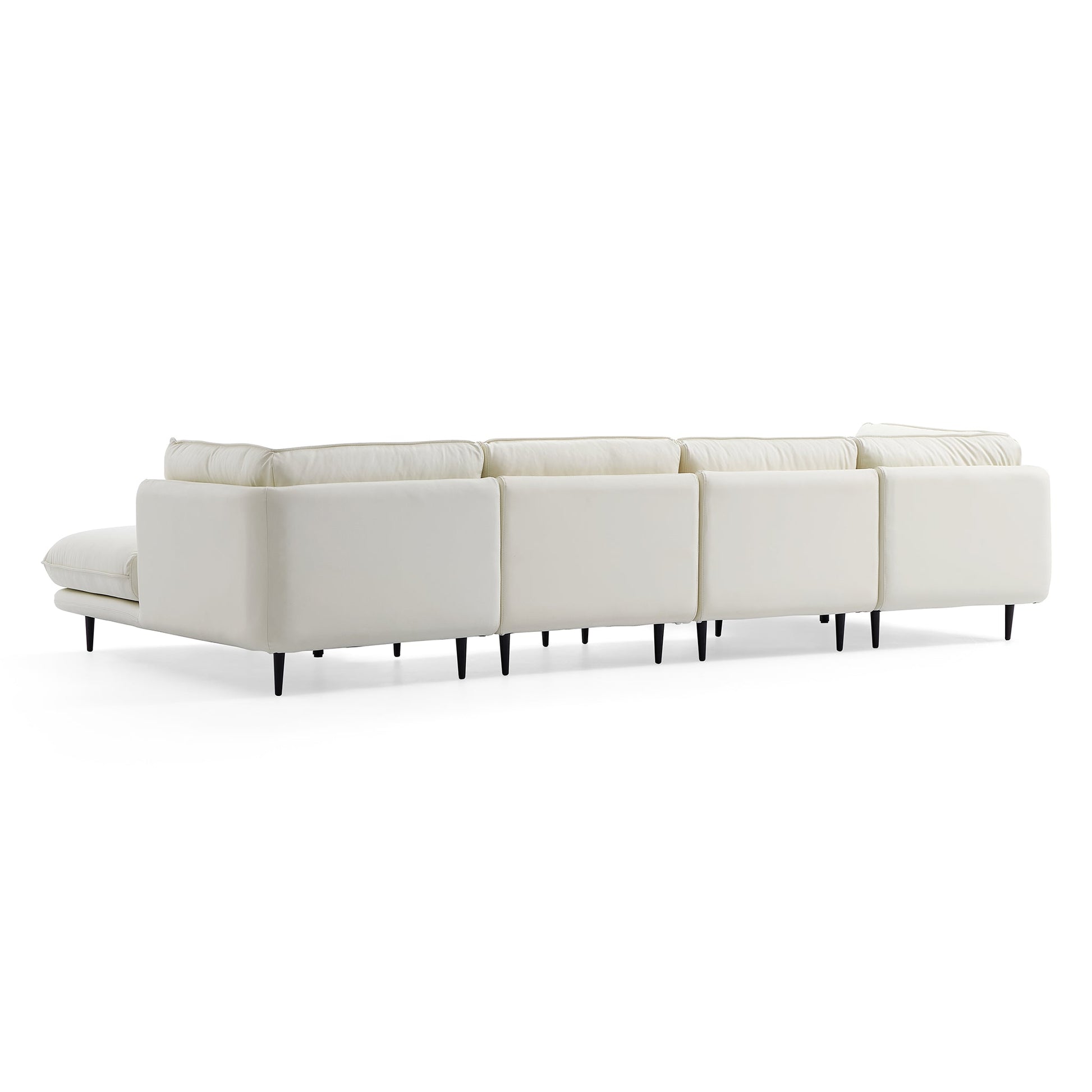 Vanilla White Leather U Shaped Sectional-White