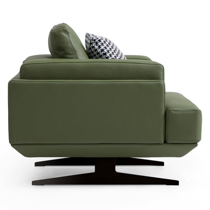 Olivia Green Top Grain Genuine Leather Armchair-Green