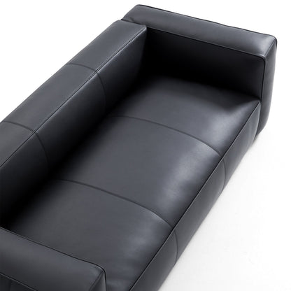 Brancaster Black Genuine Leather Tuxedo Sofa-Black