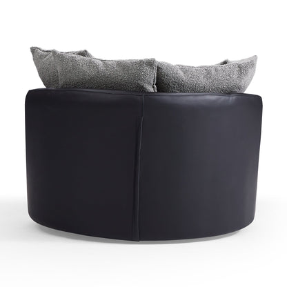 Luna Swivel Light Gray Boucle Fabric Lounge Chair-Gray