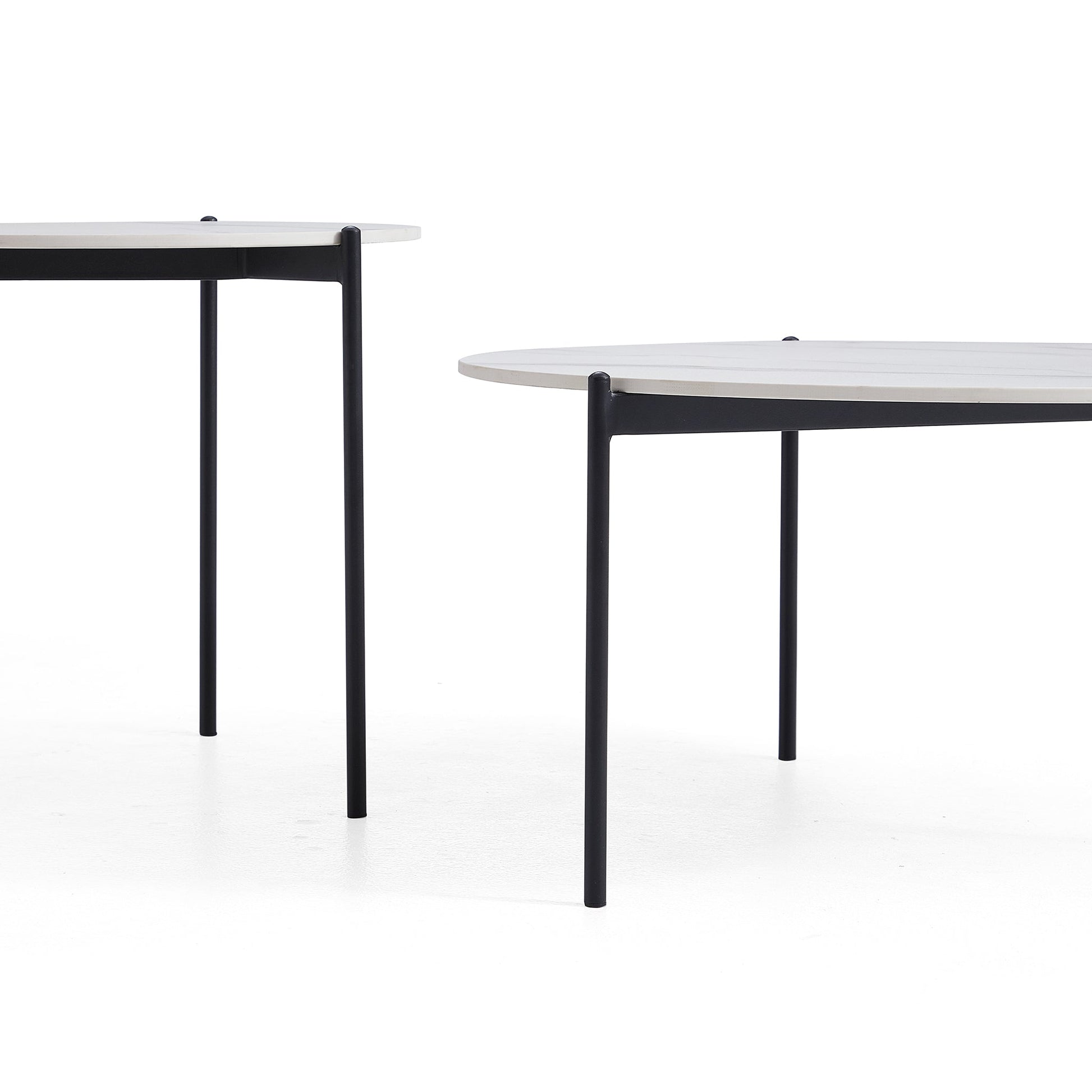 Milan White Marble Coffee Table Set-White-31.5″ & 19.7″