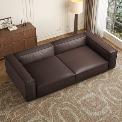 Luxury Minimalist Dark Brown Leather Daybed Sofa-Dark Brown