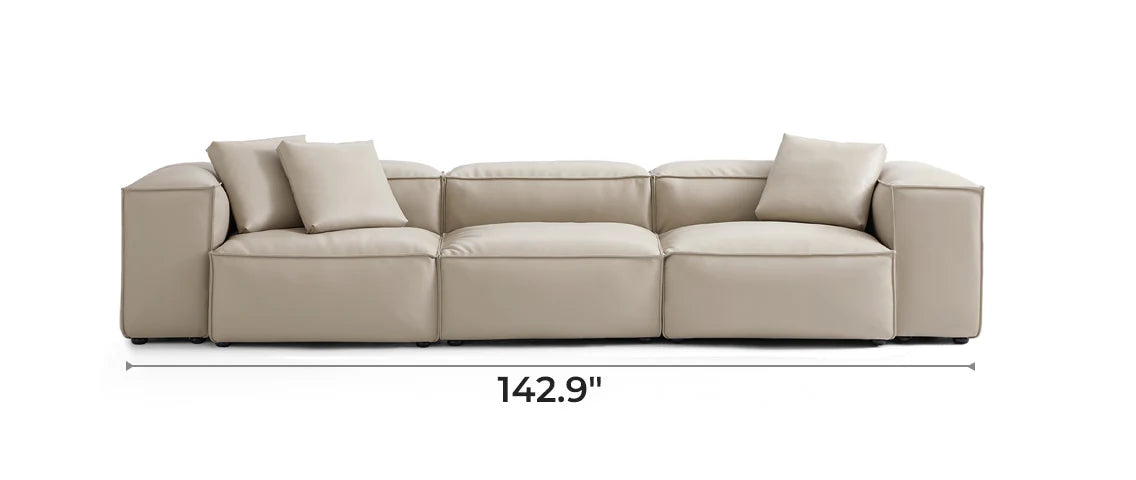 Cube Modular Beige Genuine Leather Sofa