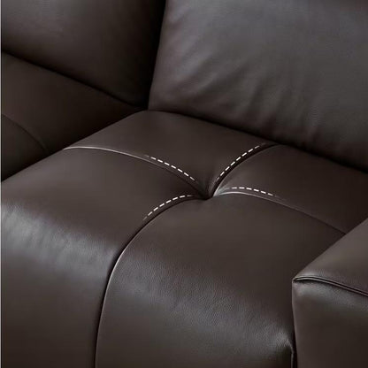 Nero Brown Recliner Leather Lounge Sofa-Brown