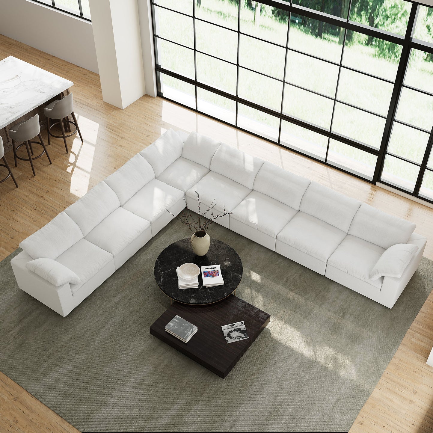 Tender Wabi Sabi L Shaped Sectional-White-8 Seater 202.8"