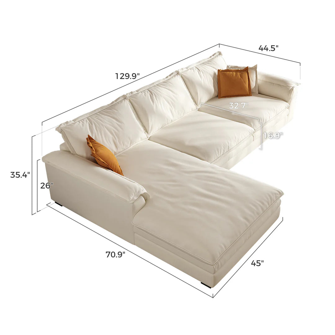 Sandwich Sectional with Chaise / Air Leather