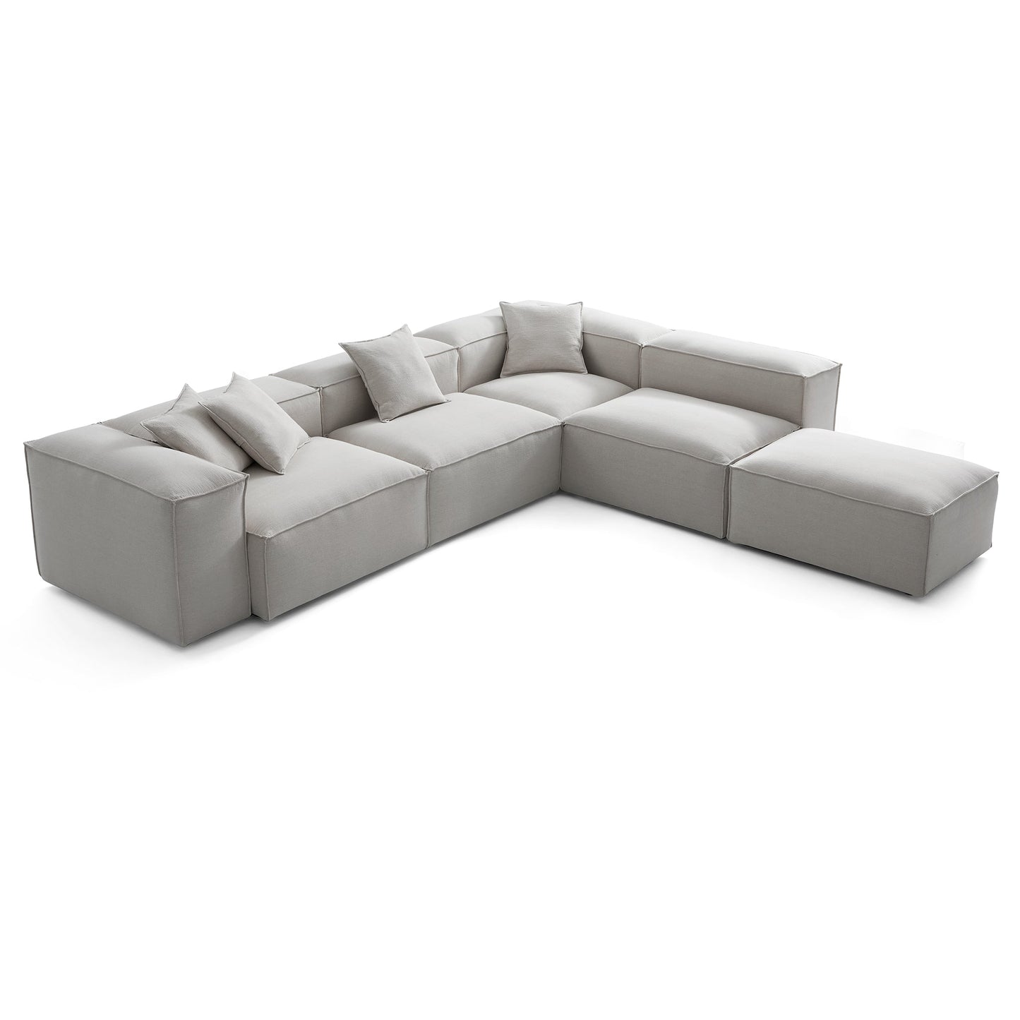 Freedom Modular Gray L Shaped Sectional and Ottoman-Gray-143.7"-High