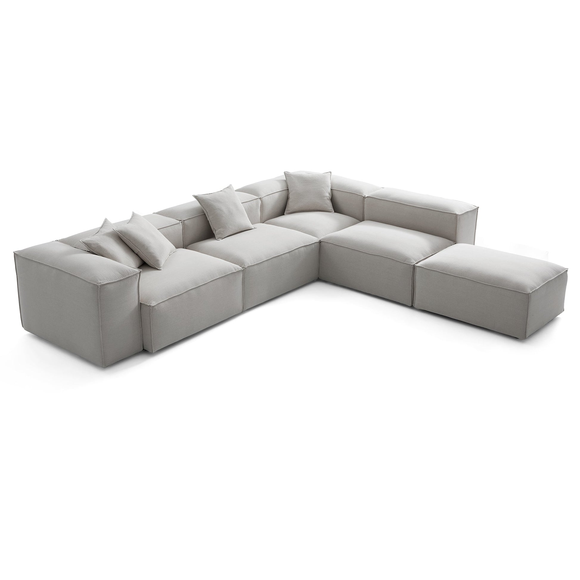 Freedom Modular Gray L Shaped Sectional and Ottoman-Gray-143.7"-High