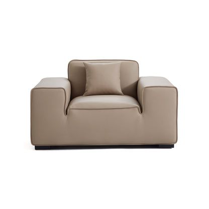 Domus Modular Black Leather Sofa Set-Khaki