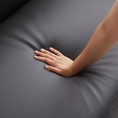 Noble Beige Leather Sofa and Ottoman-Dark Gray