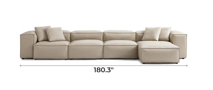 Cube Modular Beige Genuine Leather Sectional
