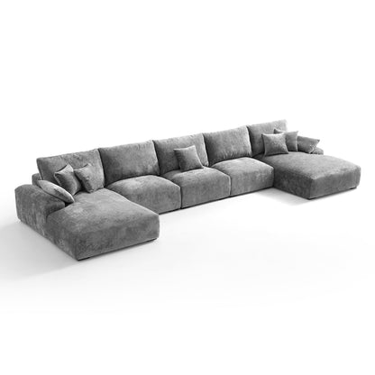 The Empress Gray U Shaped Sectional Sofa-Gray-196.9"