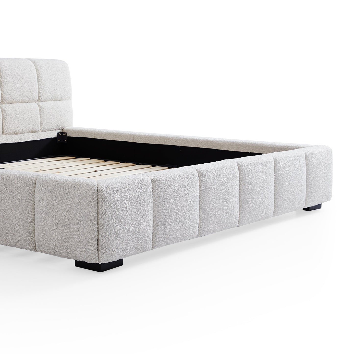 Cushy Boucle Fabric Bed-White