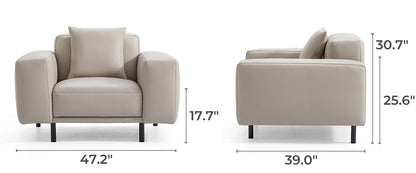 Noble Beige Leather Armchair
