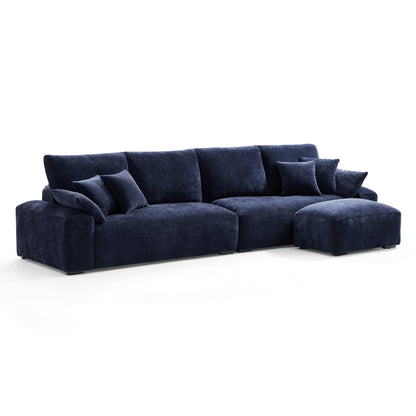 The Empress Navy Blue Sofa and Ottoman-Navy Blue-140.1"