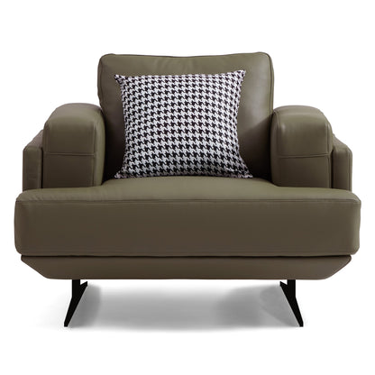 Olivia Top Grain Genuine Leather Armchair-Olive