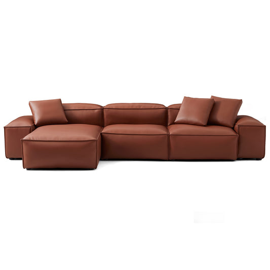 Cube Modular Brown Genuine Leather Sectional-hidden