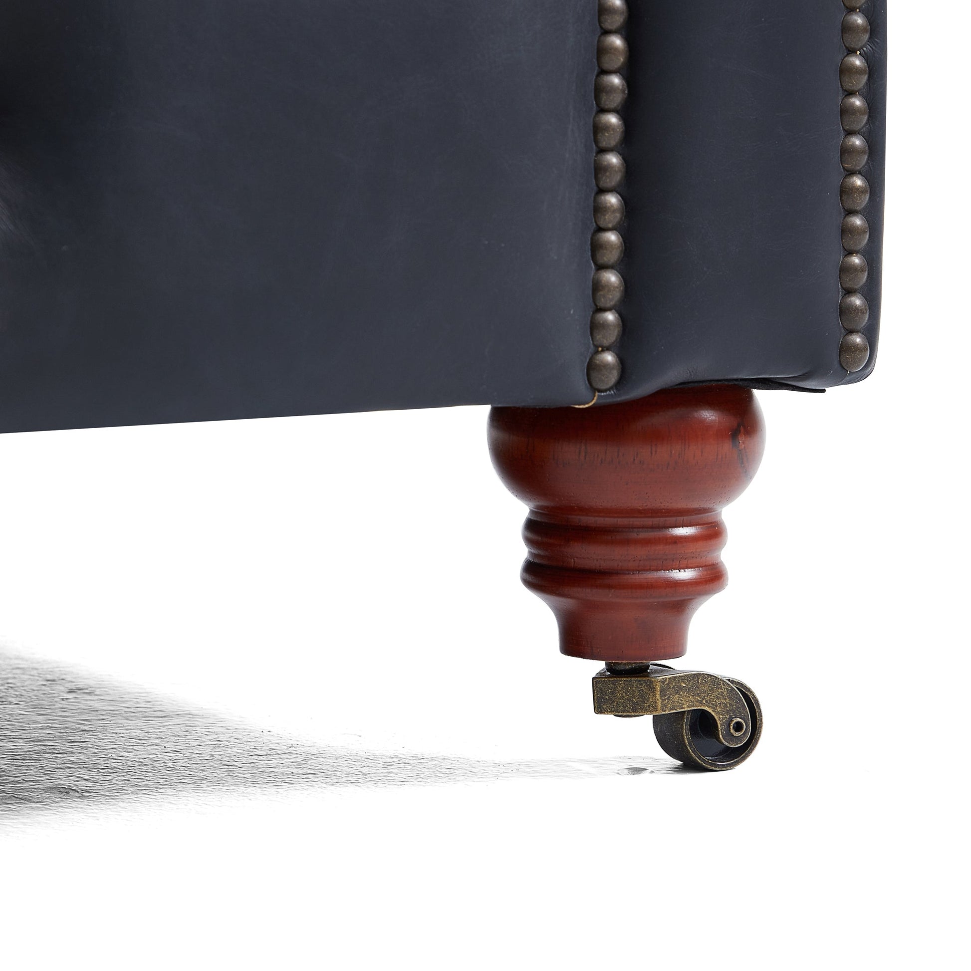 Durango Chesterfield Top Grain Leather Tufted Sofa-Black