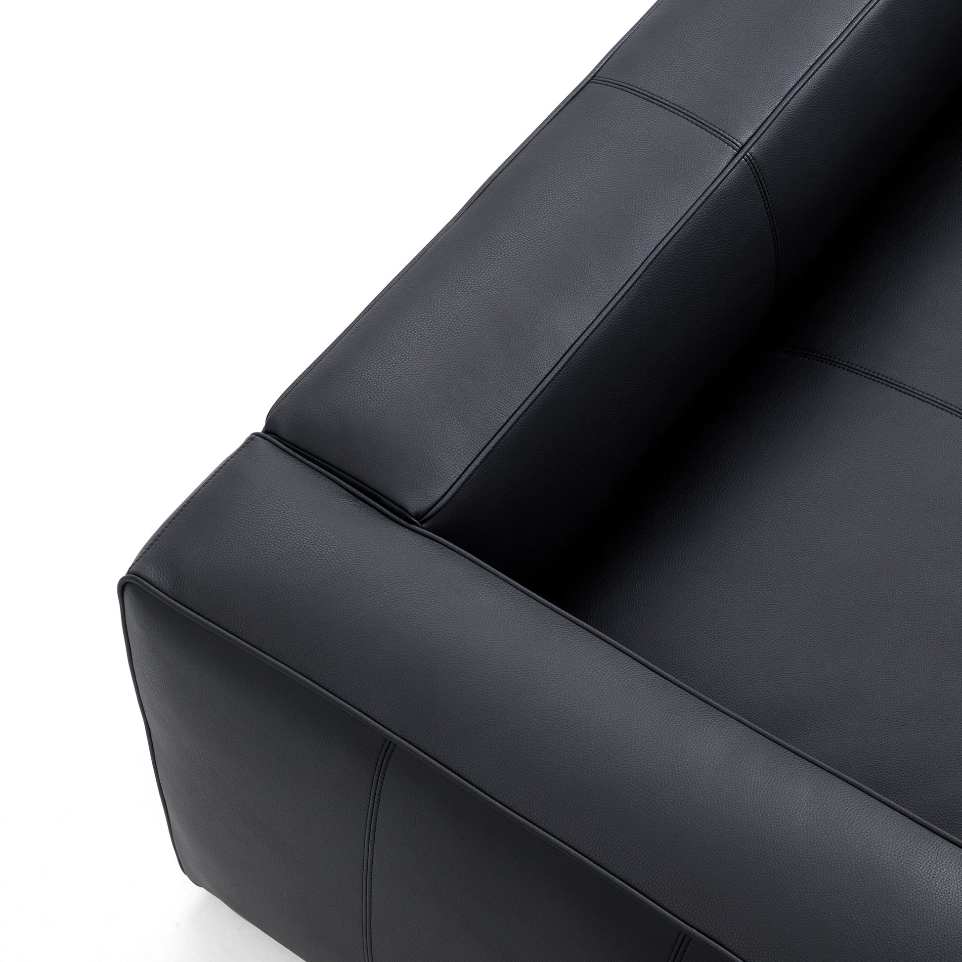 Brancaster Black Genuine Leather Tuxedo Sofa-Black