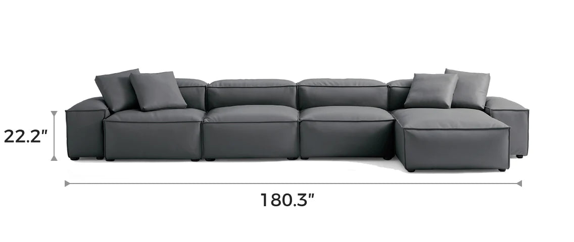 Cube Modular Dark Gray Genuine Leather Sectional