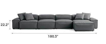 Cube Modular Dark Gray Genuine Leather Sectional