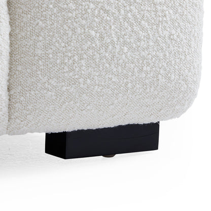 Cushy Cream Boucle Fabric Tufted Sofa-White