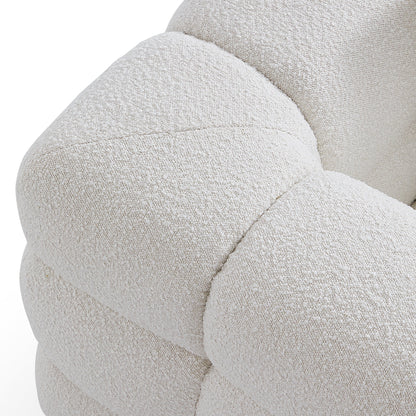 Cushy Cream Boucle Fabric Tufted Sofa Set-White