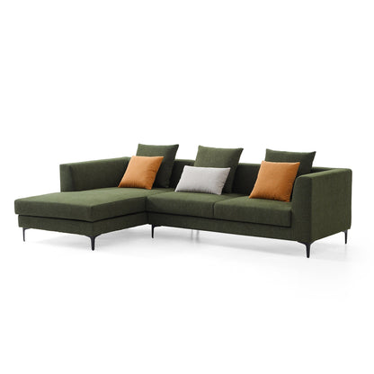 Jungle L Shaped Green Fabric Sectional Sofa With Chaise-Green-113.8"-Facing Left