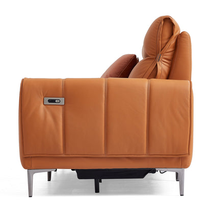 Louis Leather Power Recliner Sofa-Orange