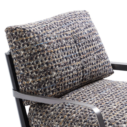 Charcoal Gary Flax Linen Minimalist Leisure Chair-Black