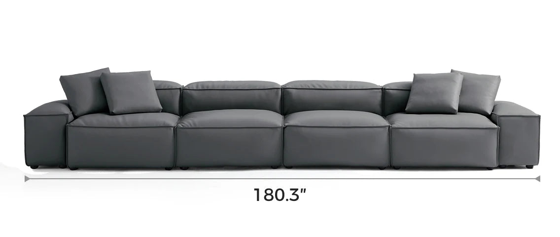 Cube Modular Dark Gray Genuine Leather Sofa