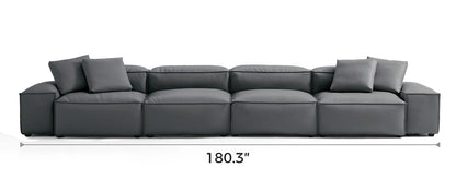 Cube Modular Dark Gray Genuine Leather Sofa
