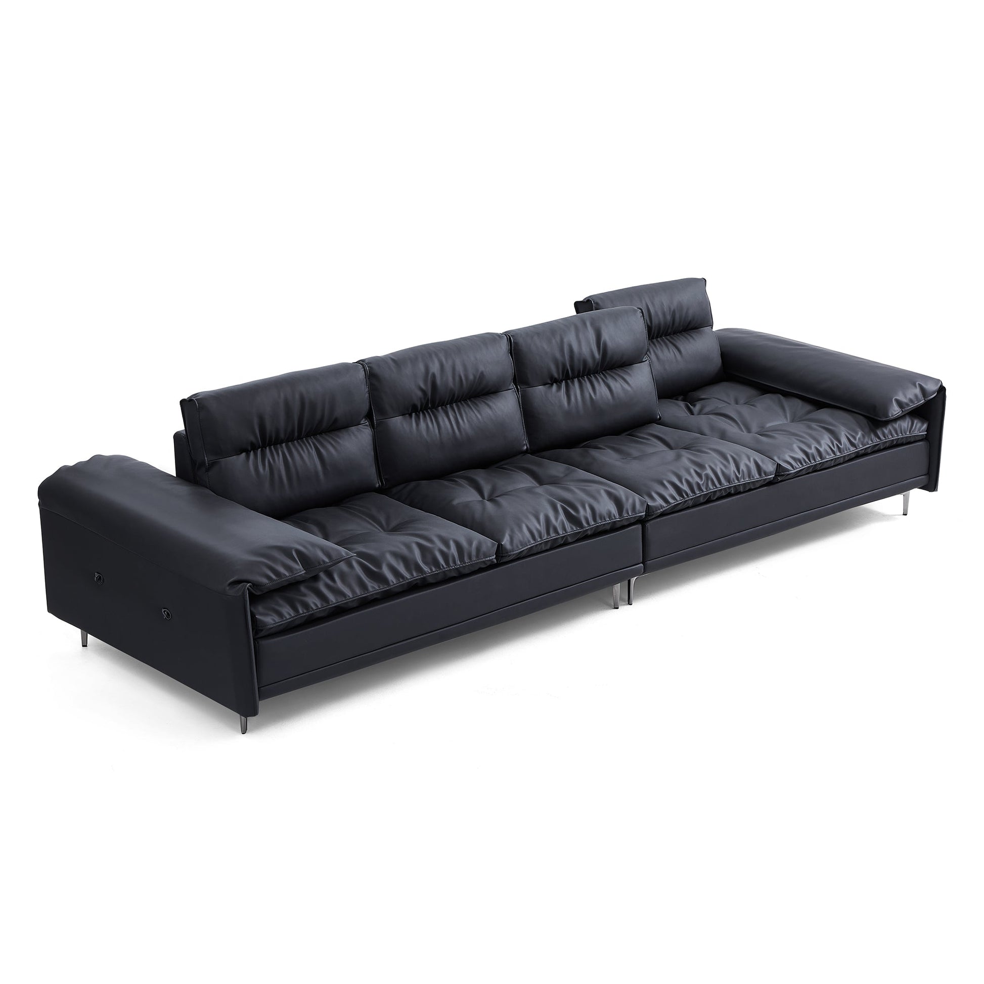 Lewis Black Leather Sailboat Sofa-Black