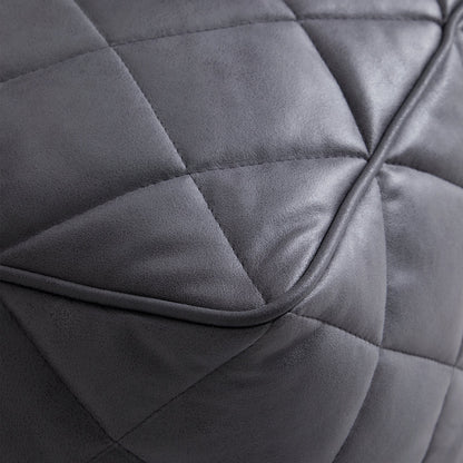 Brody Brown Leathaire Square Pouf-Dark Gray