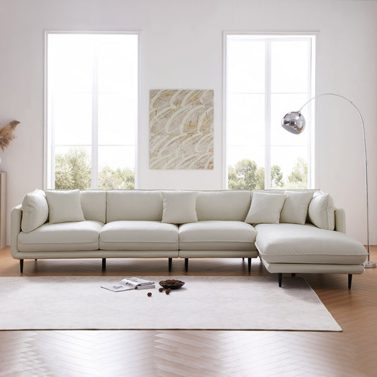 Vanilla White Leather Sectional-White