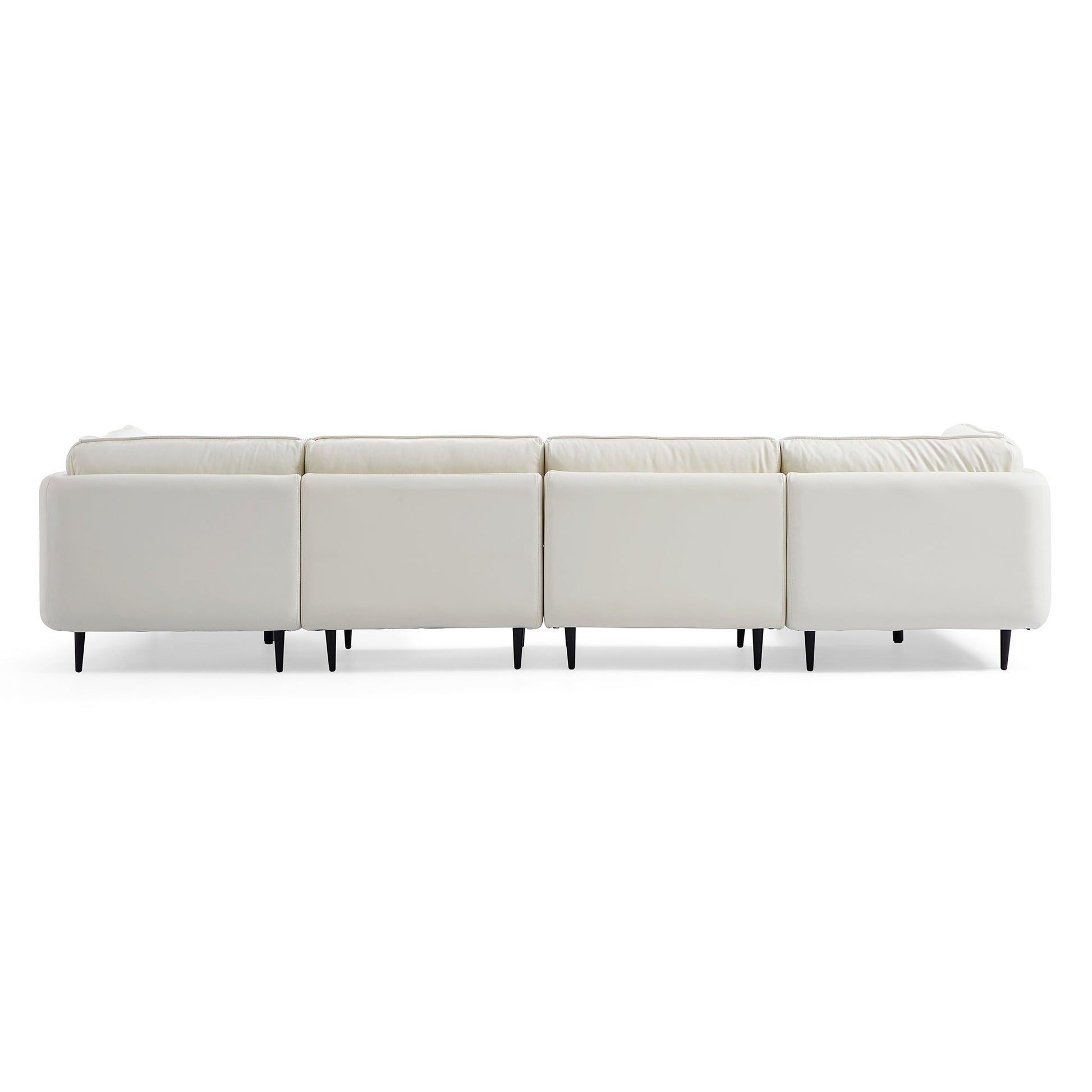 Vanilla White Leather U Shaped Sectional-White
