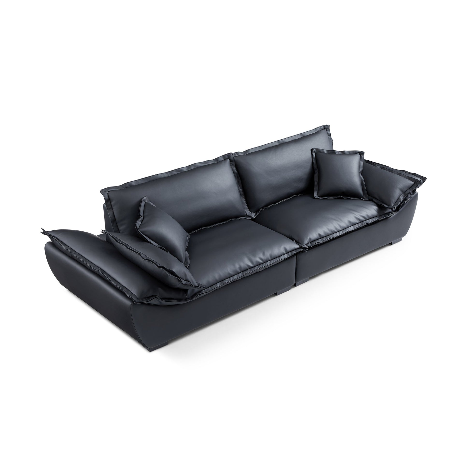 Casper Sailboat Leather Sofa-Black