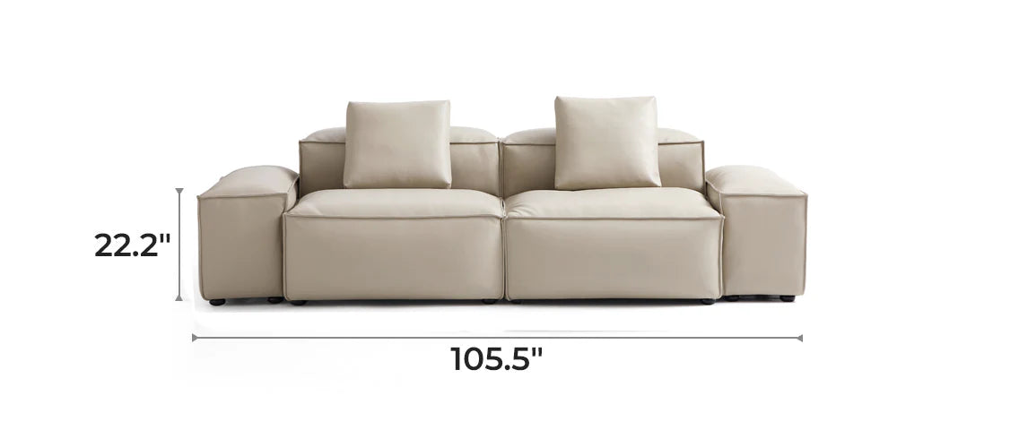 Cube Modular Beige Genuine Leather Sofa